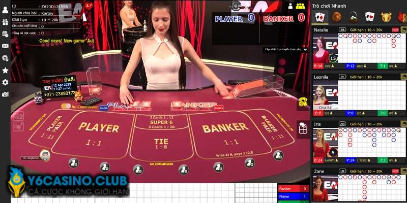 Game cá cược Baccarat xanh chín tại sảnh Live Casino Y6 Sports