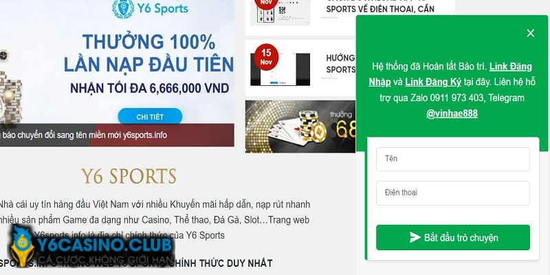 Tốc độ phản hồi khi truy cập link vào Y6 Sports giả mạo cực lâu